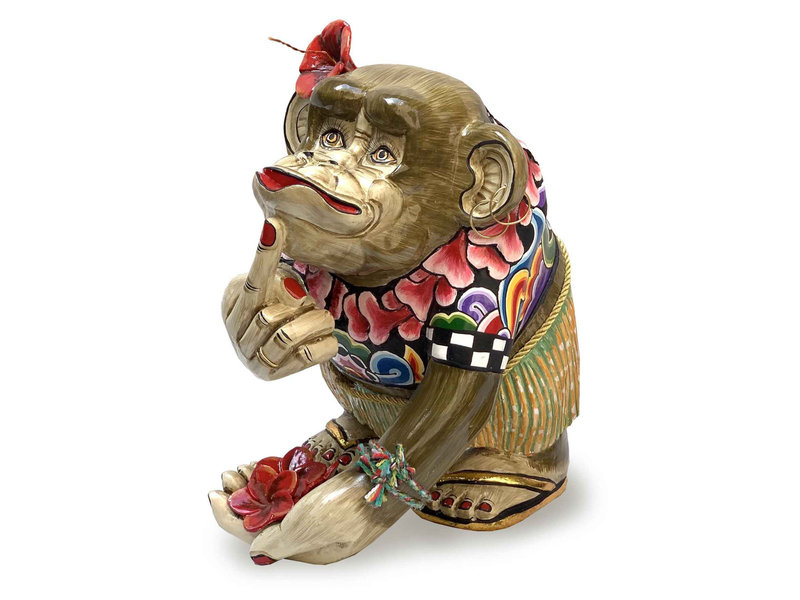 AsienLifeStyle Crazy Monkey (41 cm) AFFE Figurine décorative en