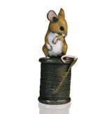 Michael Simpson Wild Life mouse figurine - mouse on yarn spool