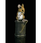 Michael Simpson Wild Life mouse figurine - mouse on yarn spool