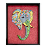 Toms Drag Embossed Elephant wall deco in black frame