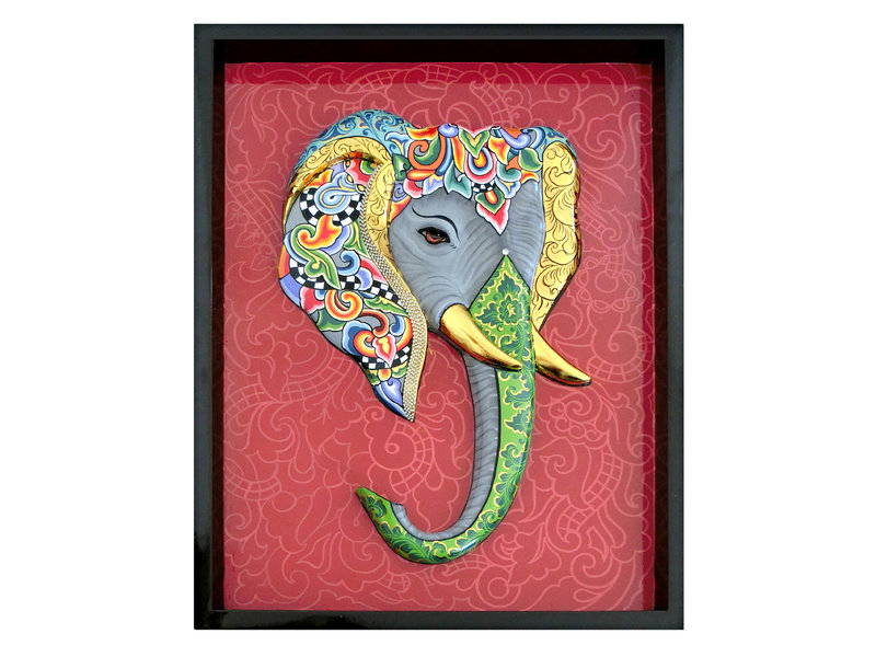 Toms Drag Embossed Elephant wall deco in black frame