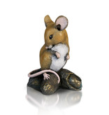 Michael Simpson Mouse figurine, mouse sitting on peanut pile