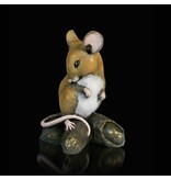 Michael Simpson Mouse figurine, mouse sitting on peanut pile