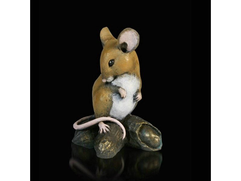 Michael Simpson Mouse figurine, mouse sitting on peanut pile