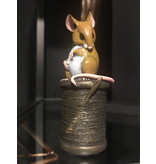 Michael Simpson Wild Life mouse figurine - mouse on yarn spool