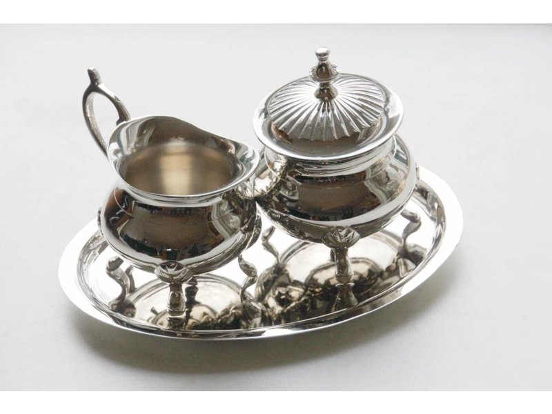 Baroque House of Classics sugar bowl and milk jug on tray