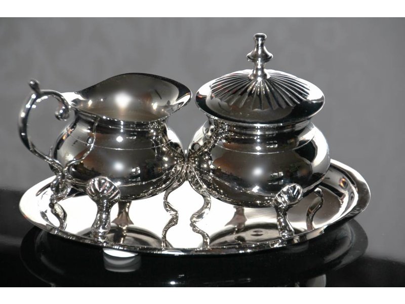 Baroque House of Classics sugar bowl and milk jug on tray