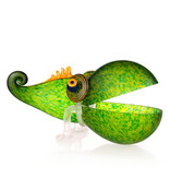 Borowski Glaskunstobject, groene kameleon schaal