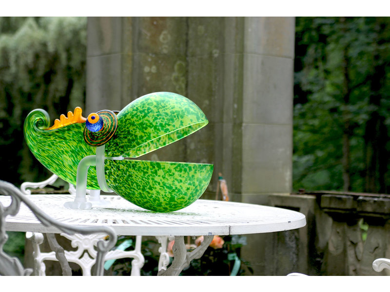 Borowski Glaskunstobject, groene kameleon schaal