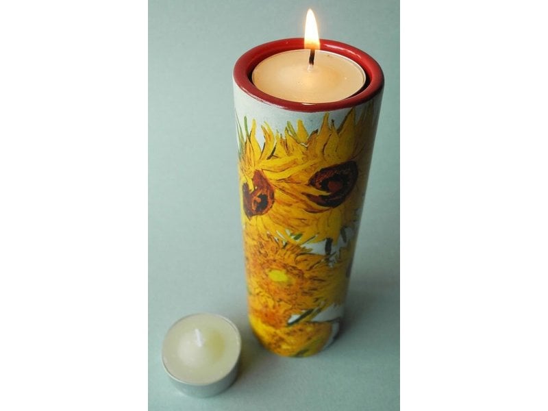 Mouseion Cylindrical tea light with the Sunflowers by Vincent Van Gogh