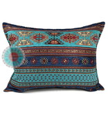 BoHo Dekoratives Kissen Peru Turquoise-Blau- 50 x 70 cm