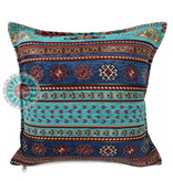 BoHo Dekoratives Kissenbezug Peru Turquoise-Blau-  45 x 45