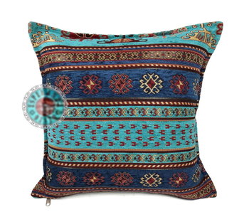 BoHo Funda de cojín Perú Turquesa-Azul - 45 x 45