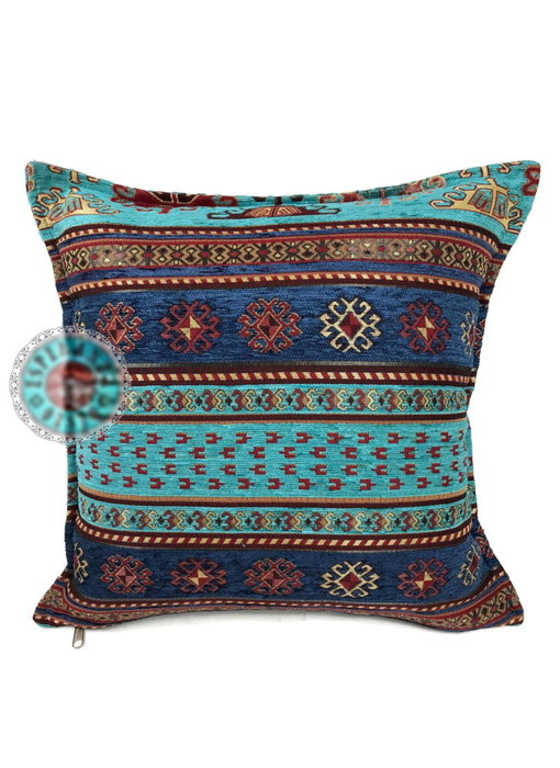 BoHo Funda de cojín Perú Turquesa-Azul - 45 x 45