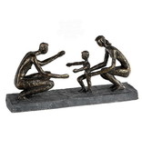 Statue Junge Familie mit Kind in Stein/Bronze-Optik