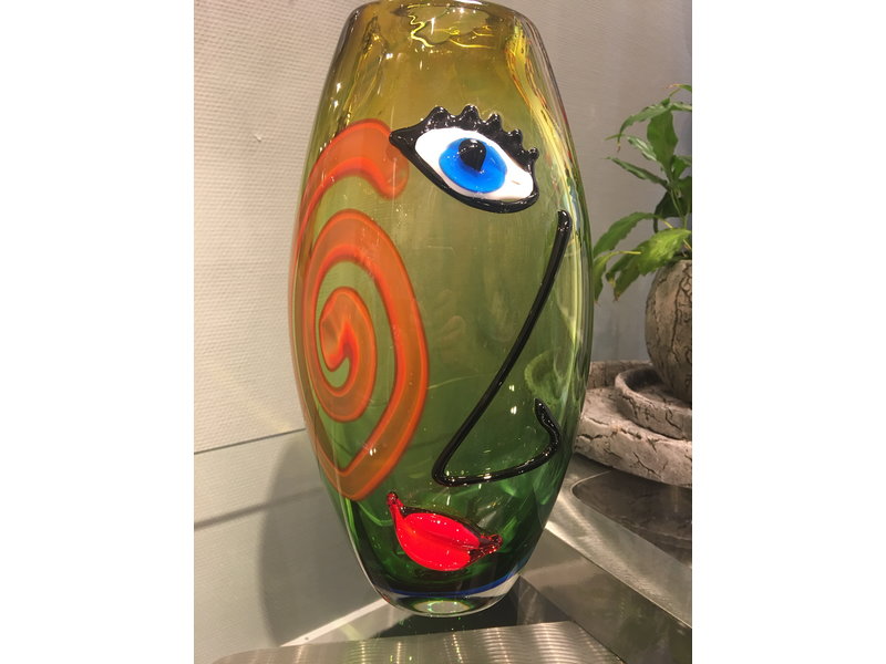 Gino Colleona Designvase aus Glas - Blau und Grün