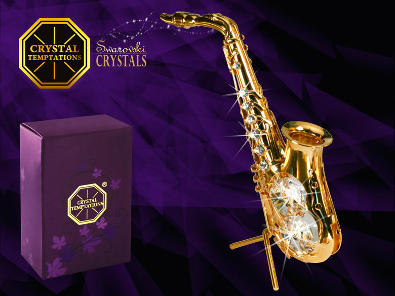 Union Crystal Saxofón bañado en oro con cristales Swarovski