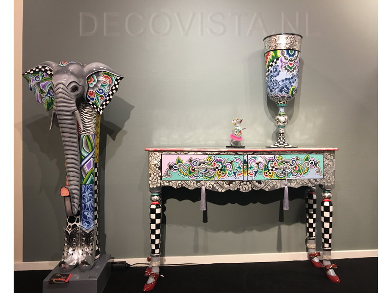 Toms Drag Tafel of kast Versailles, met twee laden,  wandkast of haltafel - Silver Line