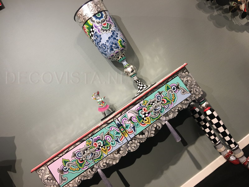 Toms Drag Tafel of kast Versailles, met twee laden,  wandkast of haltafel - Silver Line