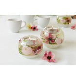 Dreamlight Tealight holder transparent with pink flowers