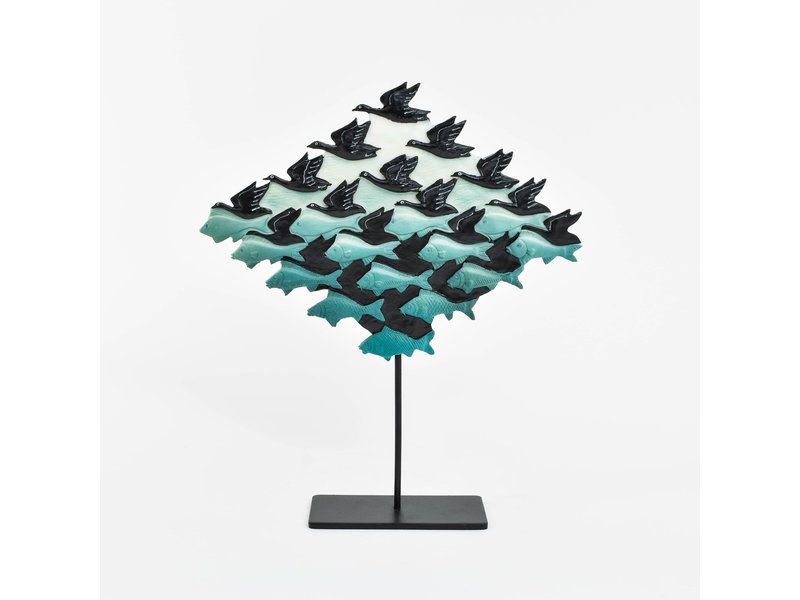 Mouseion Escher vlakverdeling "Lucht en Wate" driehoek op standaard