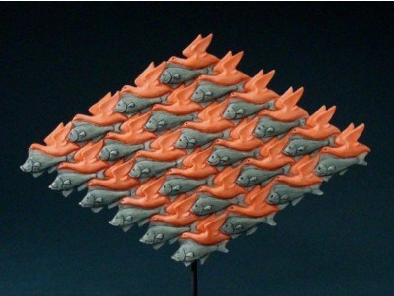 Mouseion Escher - Birds - Fish sculpture triangle