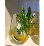 Glass vase Gecko with a reclining reptile, a lizard