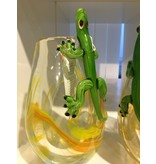 Glass vase Gecko with a reclining reptile, a lizard