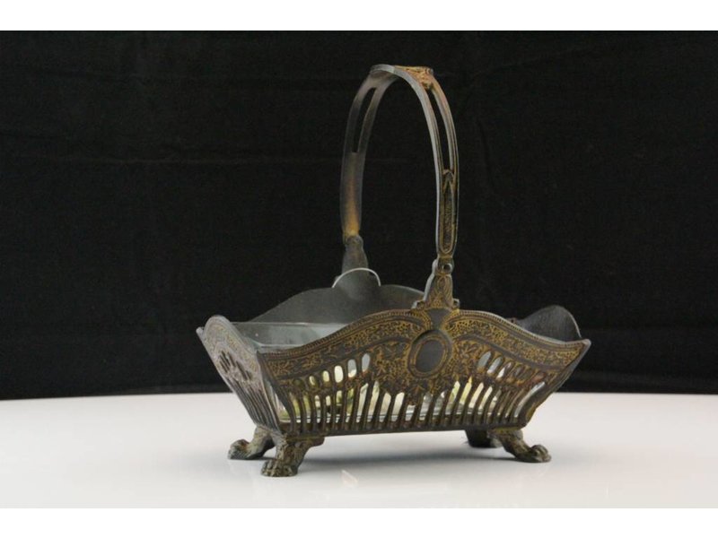 Baroque House of Classics Glazen schaal in metalen mandje - vintage stijl