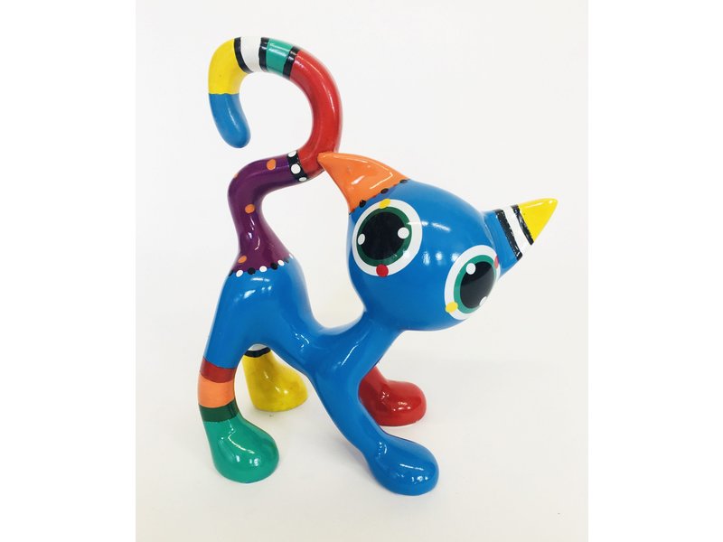 Jacky Art Cat Django, brightly coloured animal figurine