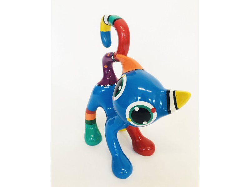 Jacky Art Cat Django, brightly coloured animal figurine