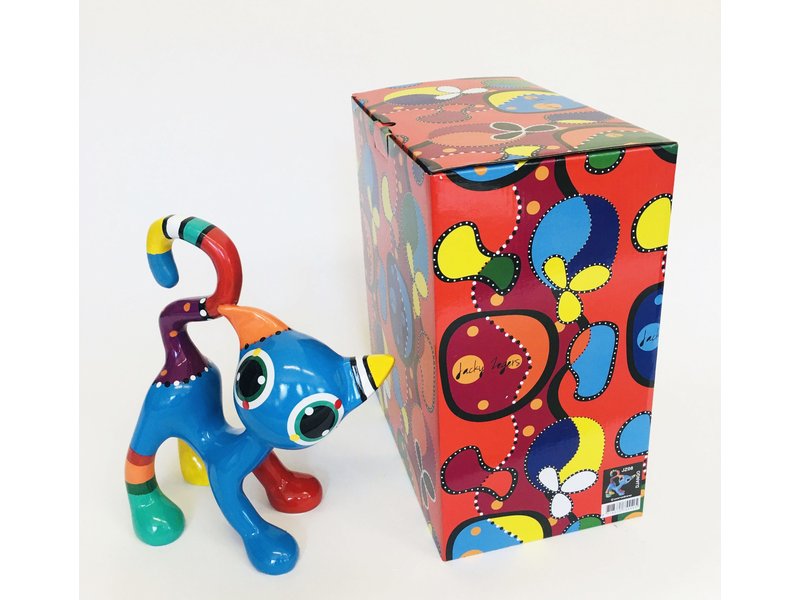 Jacky Art Cat Django, brightly coloured animal figurine