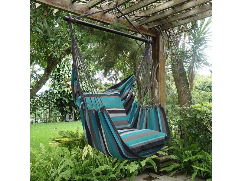 Hanging chair with two pillowcases and footrest