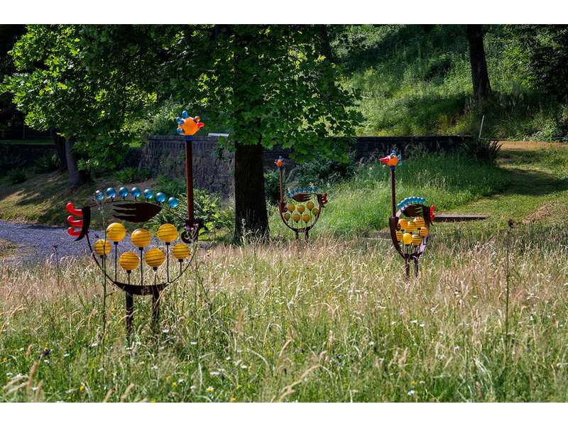 Borowski Skulptur Road Runner aus Glas und Stahl