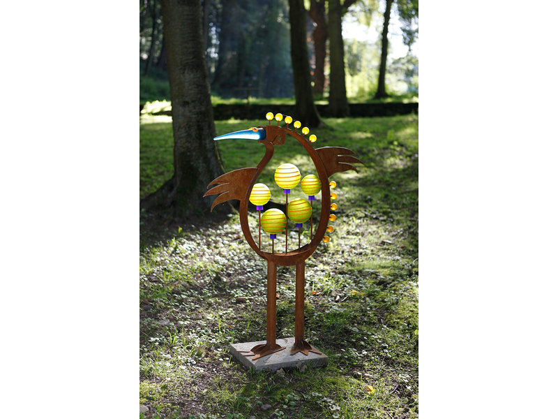 Borowski Vogel sculptuur van glas en staal, tuin kunstobject