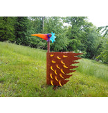 Borowski Oranje-gele  Vuurvogel  van glas en staal, kunstobject