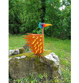 Borowski Orange-yellow bird of Glass and Steel, art object