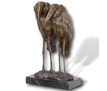 Pareja de pájaros marabutos - bronce