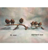 L' Art Bronze Bronze trio of small sparrows on branch, brown - XL