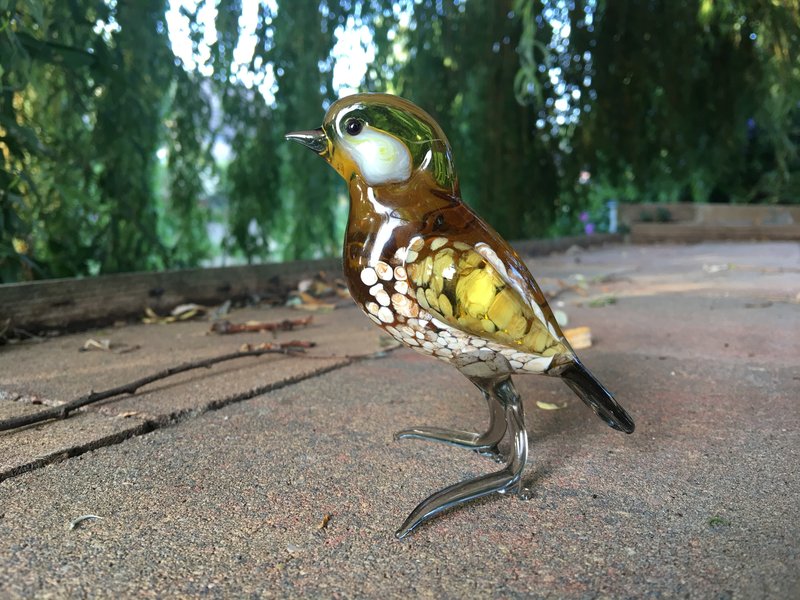 Loranto Vetro Pájaro de cristal, tonos ámbar