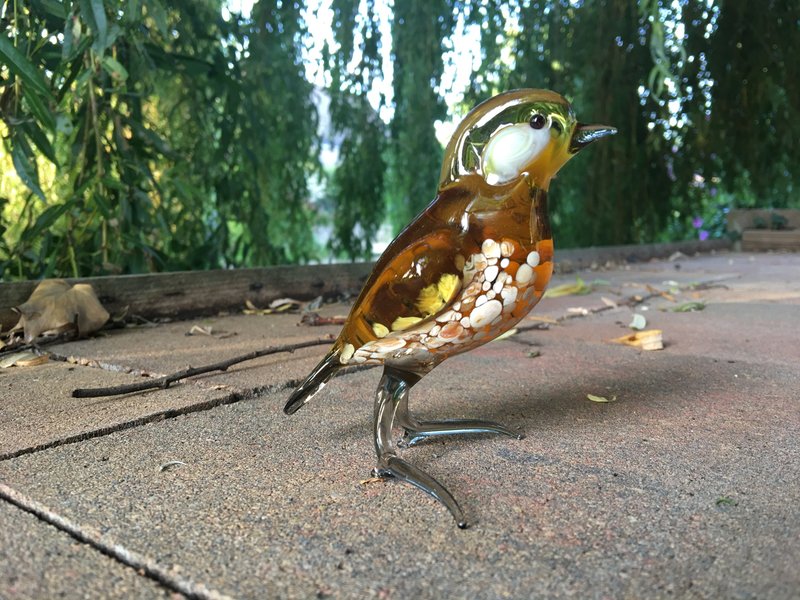 Loranto Vetro Bird of glass, Yellowfinch in amber tones