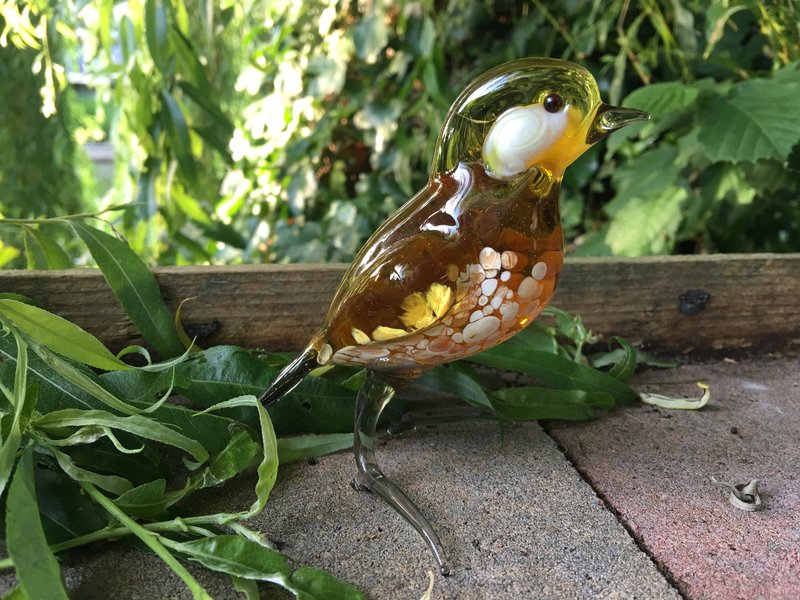 Loranto Vetro Bird of glass, Yellowfinch in amber tones