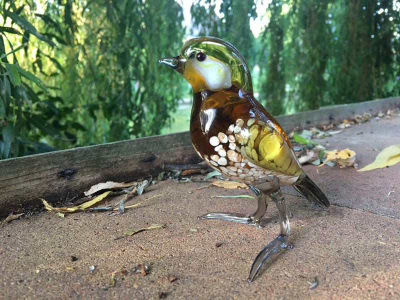 Loranto Vetro Bird of glass, Yellowfinch in amber tones