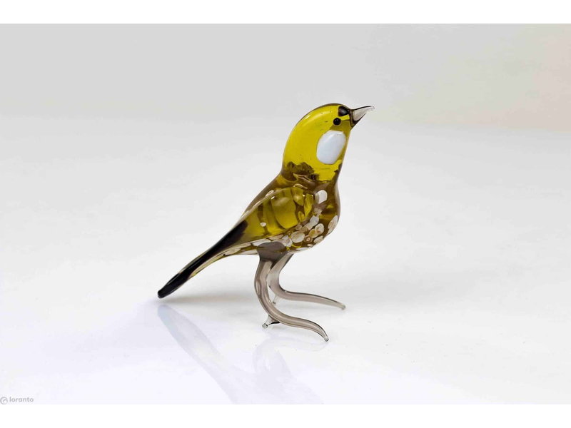 Loranto Vetro Bird of glass, Yellowfinch in amber tones