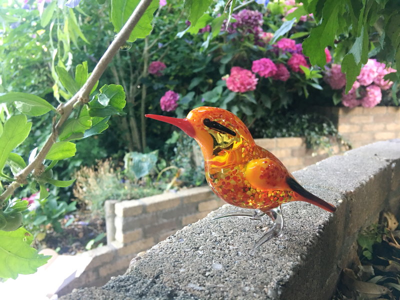 Loranto Vetro Orange bird of solid glass
