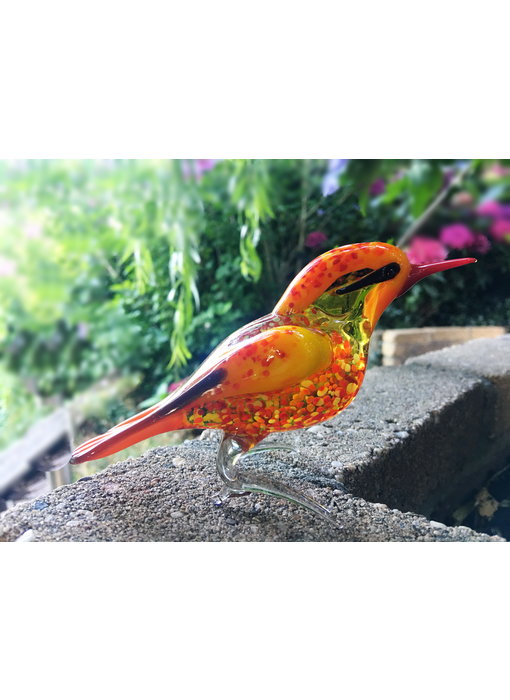 Loranto Vetro glass bird, orange