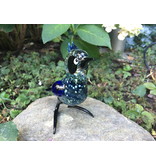Loranto Vetro Pájaro de cristal azul con cresta
