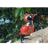 Loranto Vetro ájaro rojo de cristal, con cresta, artesanal