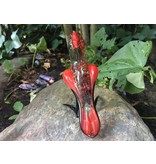 Loranto Vetro ájaro rojo de cristal, con cresta, artesanal