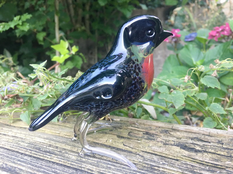 Loranto Vetro pájaro de cristal, artesanía   en el color rojo